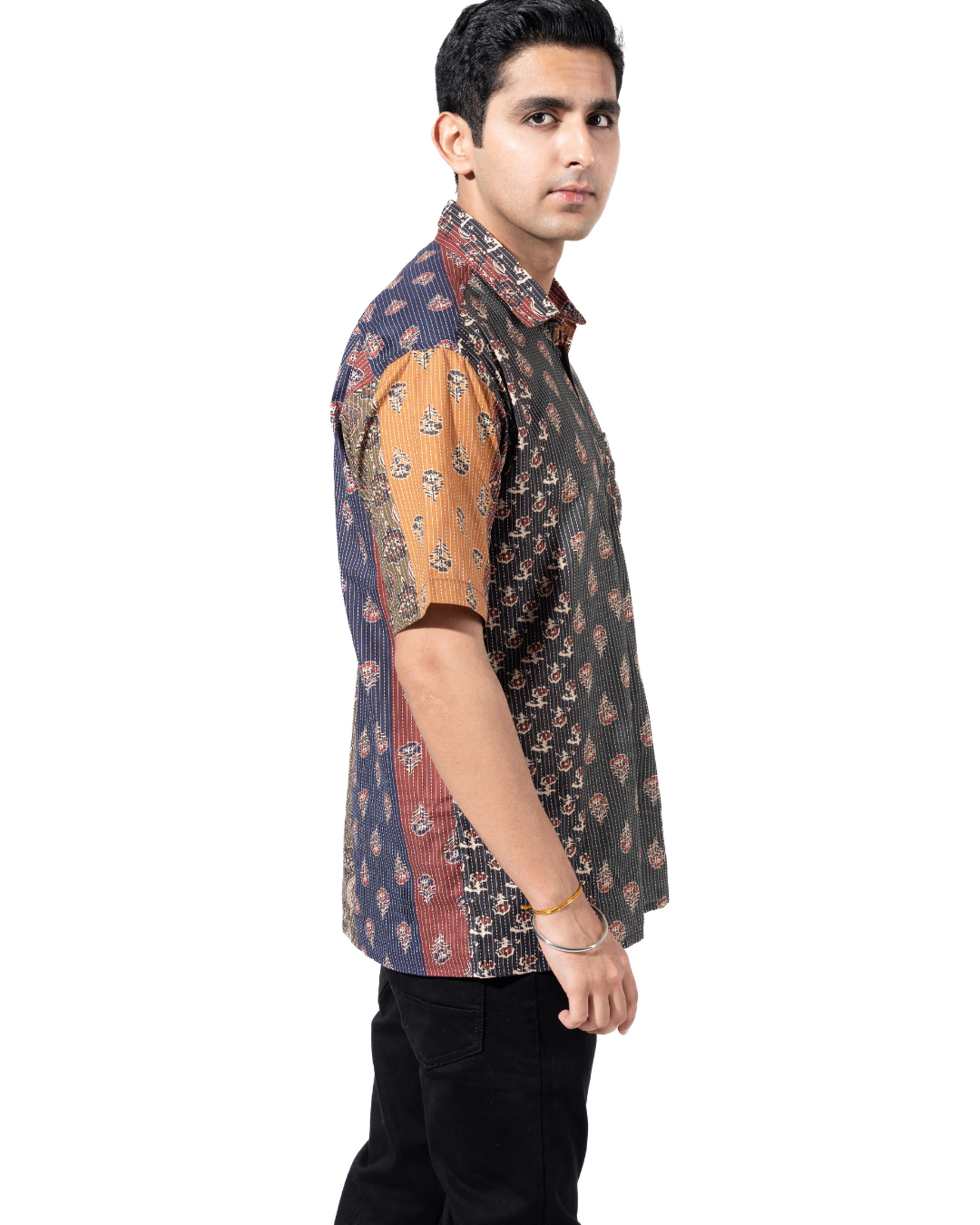 MULTI COLOR BLOCK PRINT HALF SLEEVE OVERSIZED SHIRT