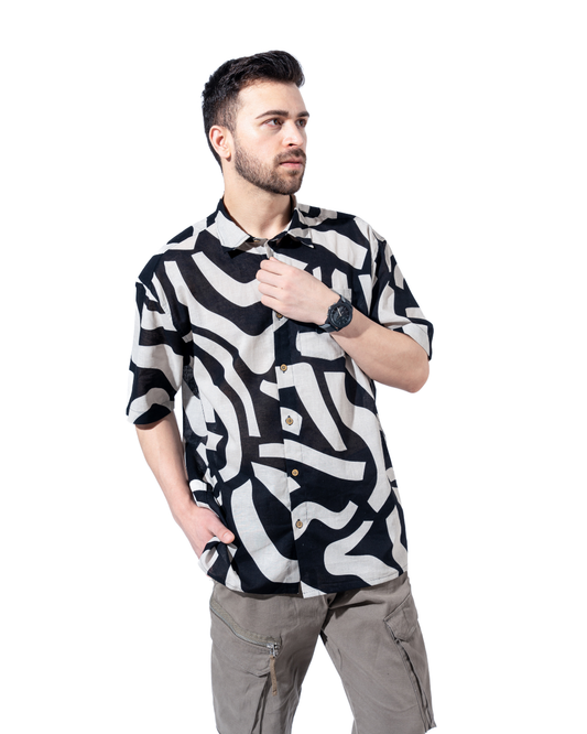 ABSTRACT MONOCHROME OVERSIZED SHIRT