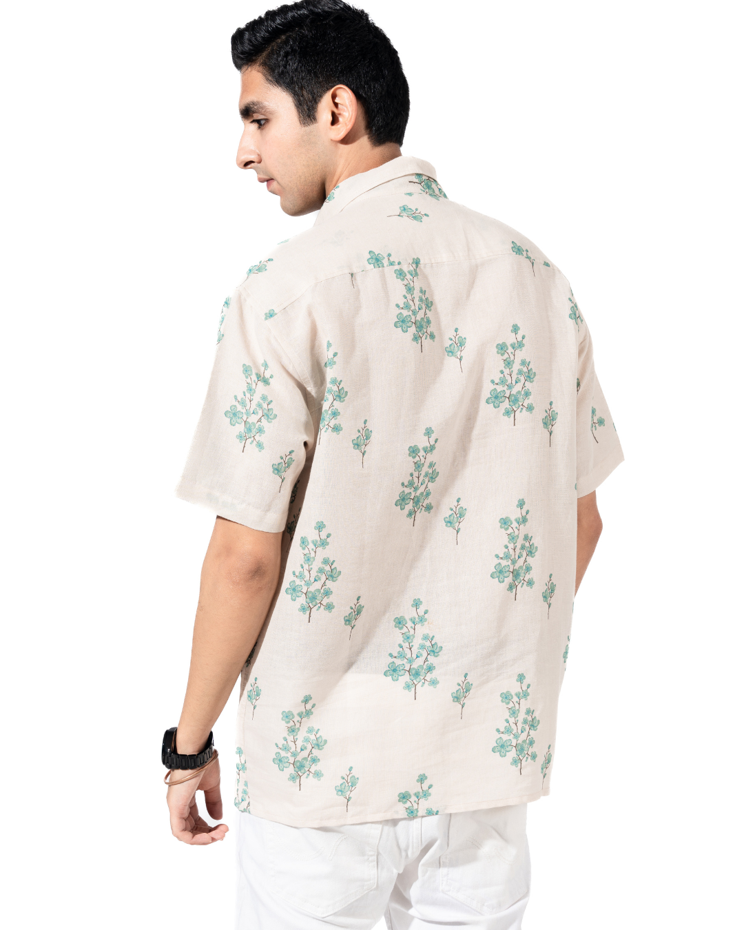 FLORAL PRINT HALF SLEEVE OVERSIZED SHIRT
