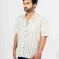 WHITE & BLACK STRIPE HALF SLEEVE OVERSIZED SHIRT