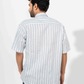 WHITE & BLUE COTTON STRIPE HALF SLEEVE OVERSIZED SHIRT