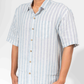 WHITE & BLUE COTTON STRIPE HALF SLEEVE OVERSIZED SHIRT