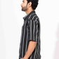 BLACK & GREY STRIPE HALF SLEEVE OVERSIZED SHIR