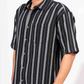 BLACK & GREY STRIPE HALF SLEEVE OVERSIZED SHIR