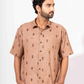 BROWN HALF SLEEVE OVERSIZED SHIRT