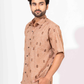 BROWN HALF SLEEVE OVERSIZED SHIRT