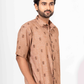 BROWN HALF SLEEVE OVERSIZED SHIRT