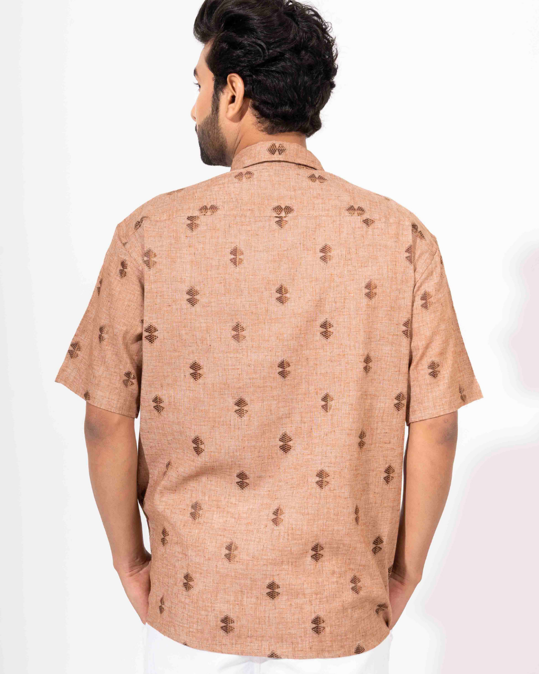 BROWN HALF SLEEVE OVERSIZED SHIRT