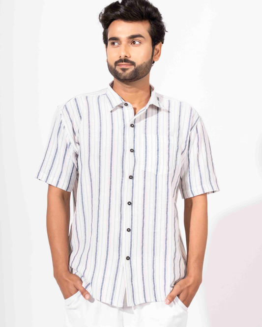 BLACK & WHITE STRIPE HALF SLEEVE OVERSIZED SHIRT
