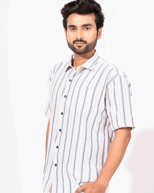 BLACK & WHITE STRIPE HALF SLEEVE OVERSIZED SHIRT