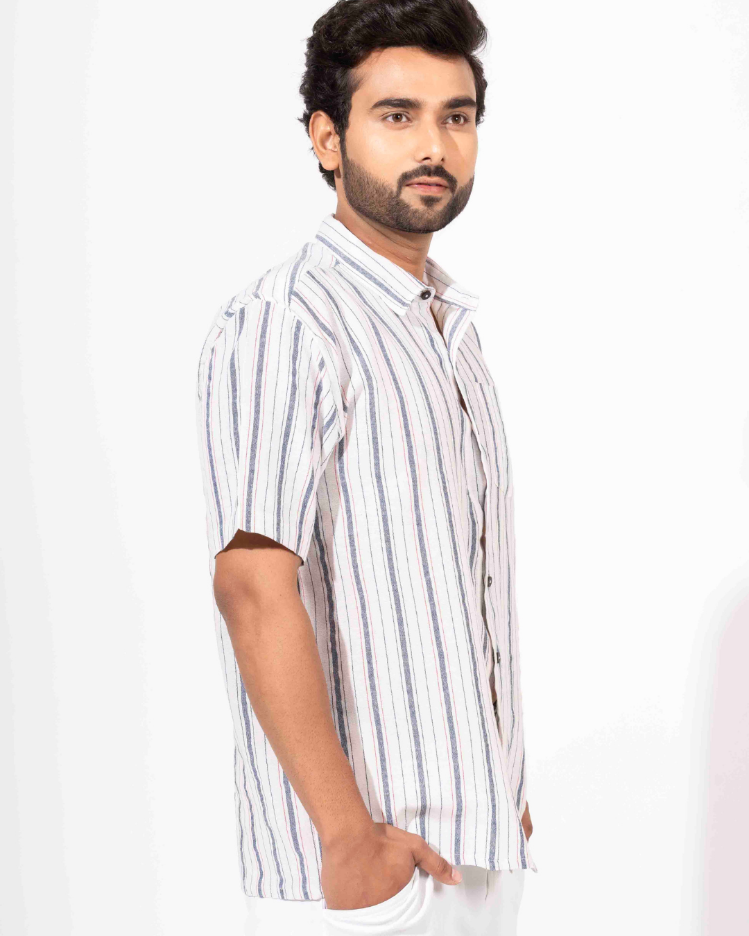 BLACK & WHITE STRIPE HALF SLEEVE OVERSIZED SHIRT