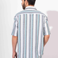 WHITE & INDIGO STRIPE HALF SLEEVE OVERSIZED SHIRT