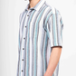 WHITE & INDIGO STRIPE HALF SLEEVE OVERSIZED SHIRT