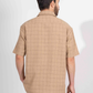 LIGHT BROWN PIN CHECK HALF SLEEVE OVERSIZED SHIRT