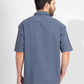 MUD BLUE PIN CHECK HALF SLEEVE OVERSIZED SHIRT