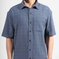MUD BLUE PIN CHECK HALF SLEEVE OVERSIZED SHIRT