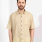 BEIGE STRIPE HALF SLEEVE OVERSIZED SHIRT