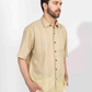 BEIGE STRIPE HALF SLEEVE OVERSIZED SHIRT