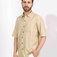 BEIGE STRIPE HALF SLEEVE OVERSIZED SHIRT