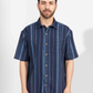 NAVY STRIPE HALF SLEEVE OVERSIZED SHIRT