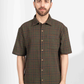 EARTHY GREEN CHECK HALF SLEEVE OVERSIZED SHIRT
