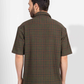 EARTHY GREEN CHECK HALF SLEEVE OVERSIZED SHIRT