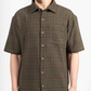 EARTHY GREEN CHECK HALF SLEEVE OVERSIZED SHIRT
