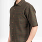 EARTHY GREEN CHECK HALF SLEEVE OVERSIZED SHIRT