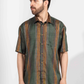 ARMY GREEN STRIPE HALF SLEEVE OVERSIZED SHIRT