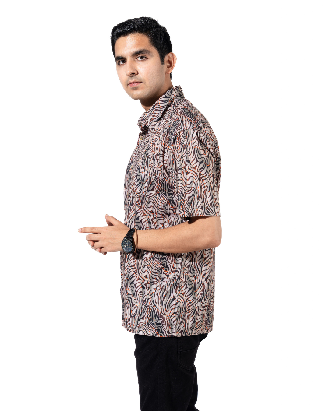 ANIMAL ABSTRACT HALF SLEEVE OVERSIZED SHIRT