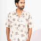 FLORAL PALM PRINT HALF SLEEVE OVERSIZED SHIRT