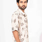 FLORAL PALM PRINT HALF SLEEVE OVERSIZED SHIRT