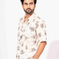 FLORAL PALM PRINT HALF SLEEVE OVERSIZED SHIRT