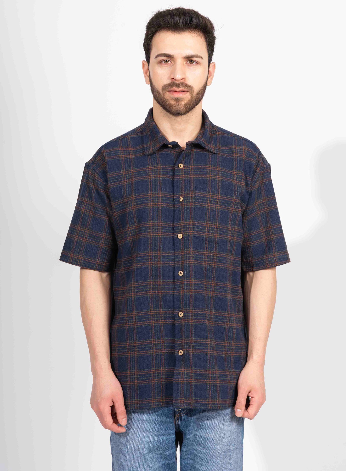 CLASSIC CHECK HALF SLEEVE OVERSIZED SHIRT