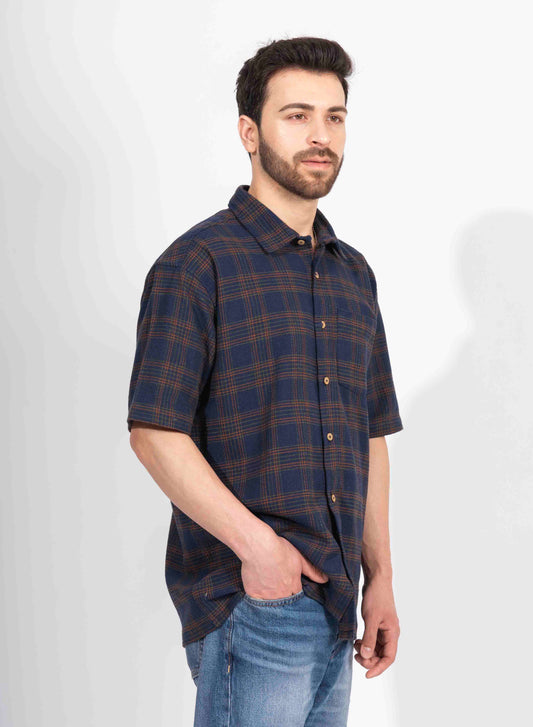 CLASSIC CHECK HALF SLEEVE OVERSIZED SHIRT