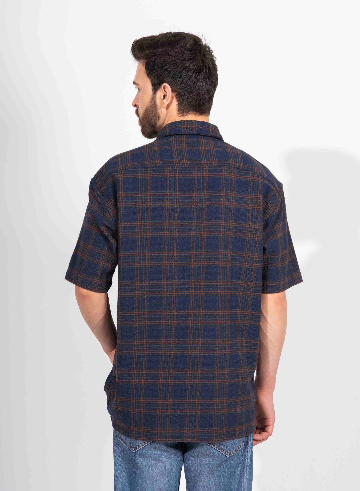 CLASSIC CHECK HALF SLEEVE OVERSIZED SHIRT