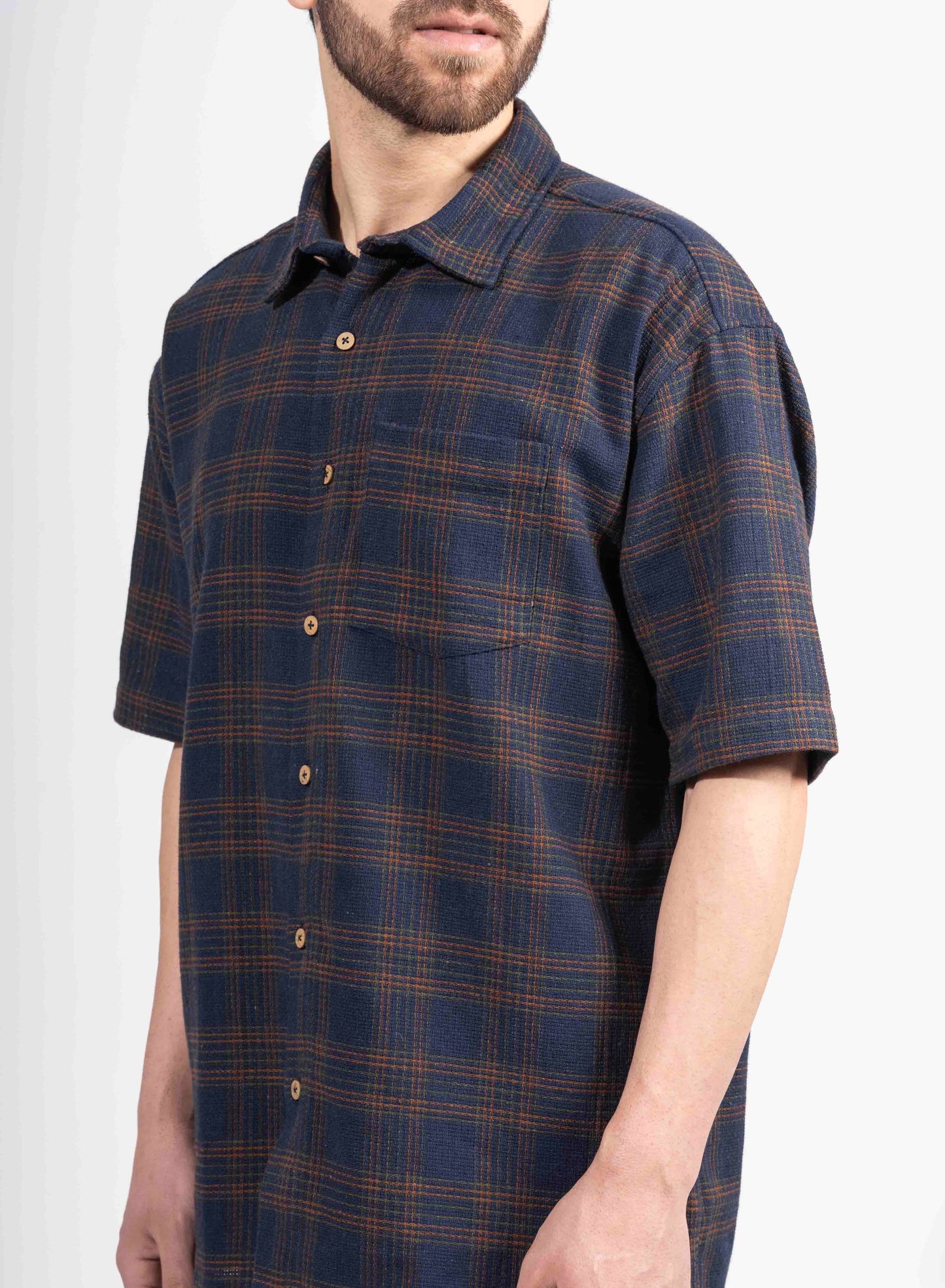 CLASSIC CHECK HALF SLEEVE OVERSIZED SHIRT