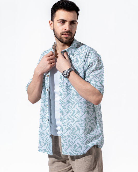 ABSTRACT HALF SLEEVE OVERSIZED SHIRT