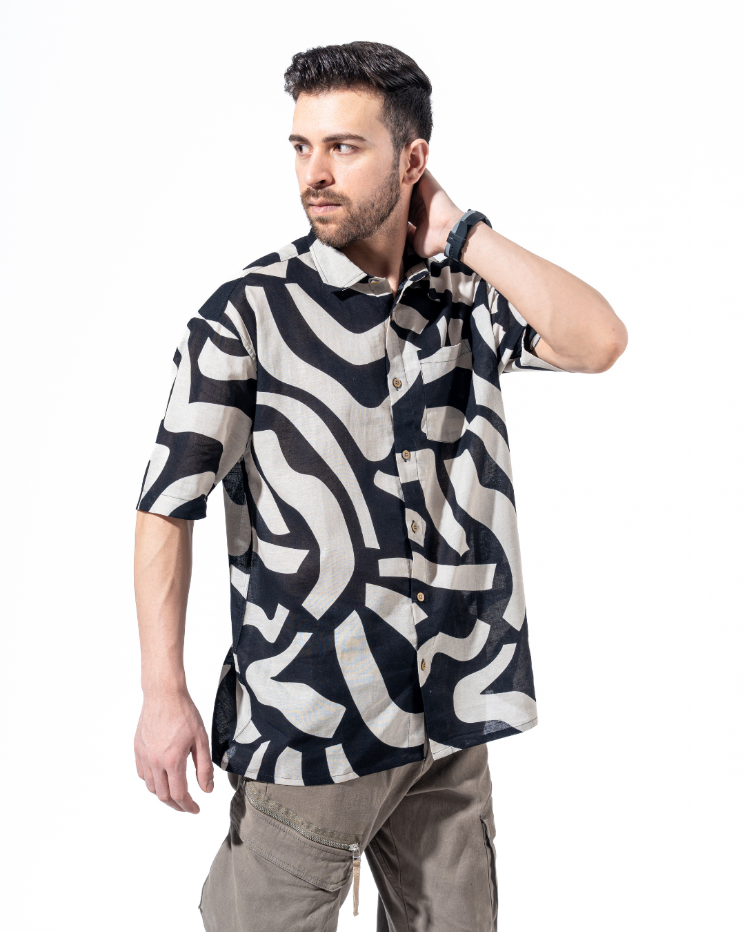 ABSTRACT MONOCHROME OVERSIZED SHIRT