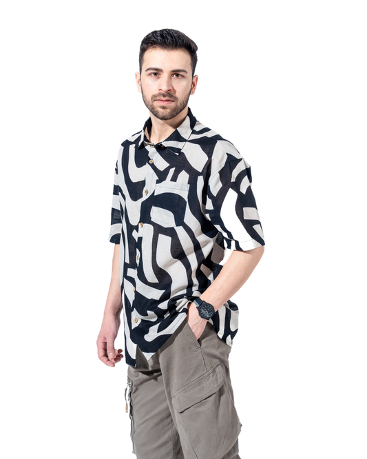 ABSTRACT MONOCHROME OVERSIZED SHIRT