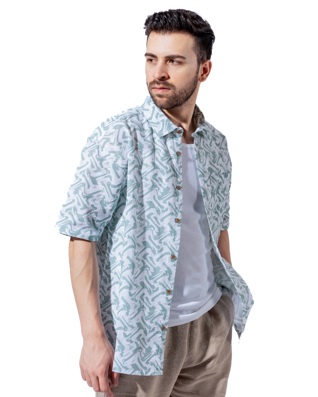 ABSTRACT HALF SLEEVE OVERSIZED SHIRT
