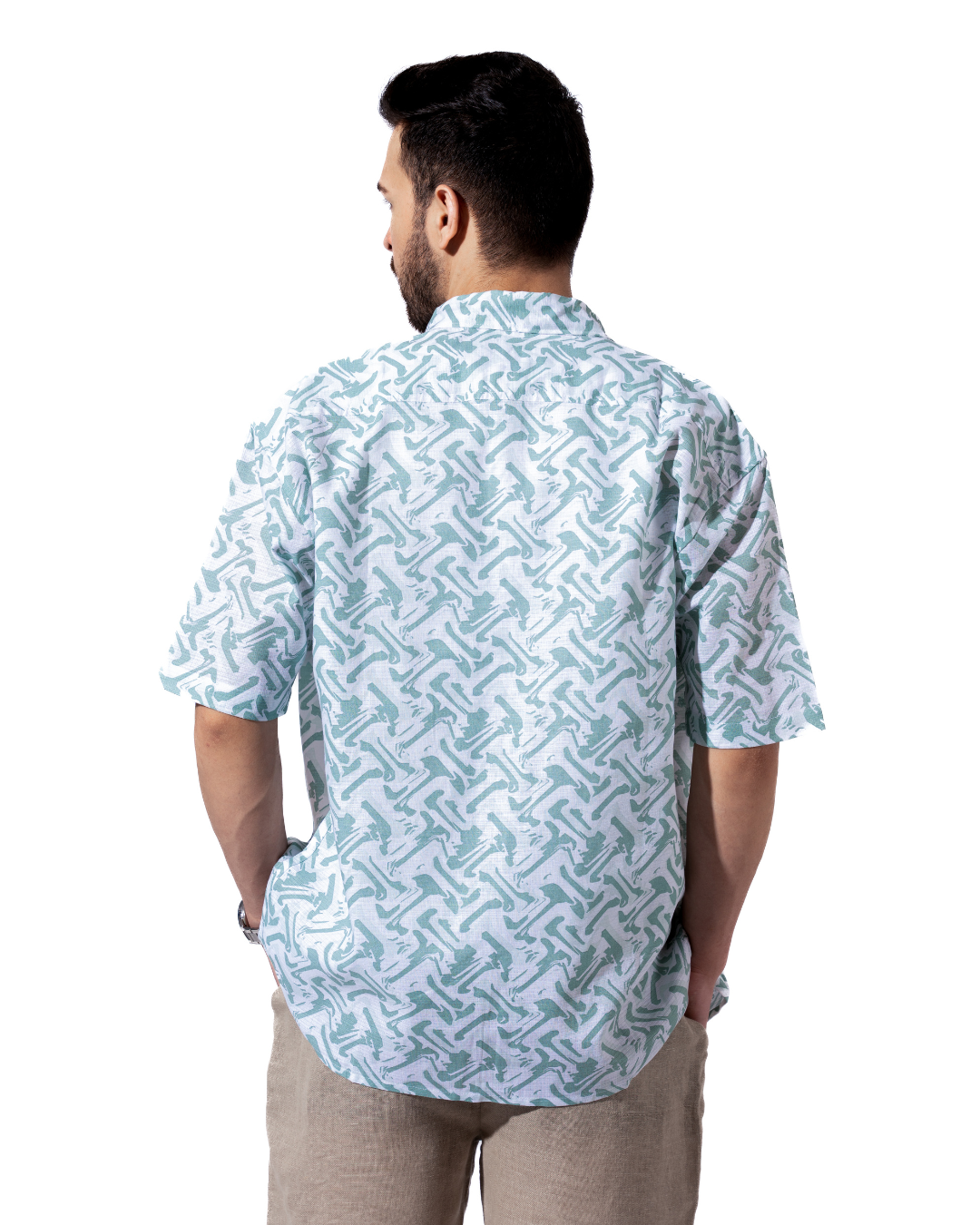 ABSTRACT HALF SLEEVE OVERSIZED SHIRT