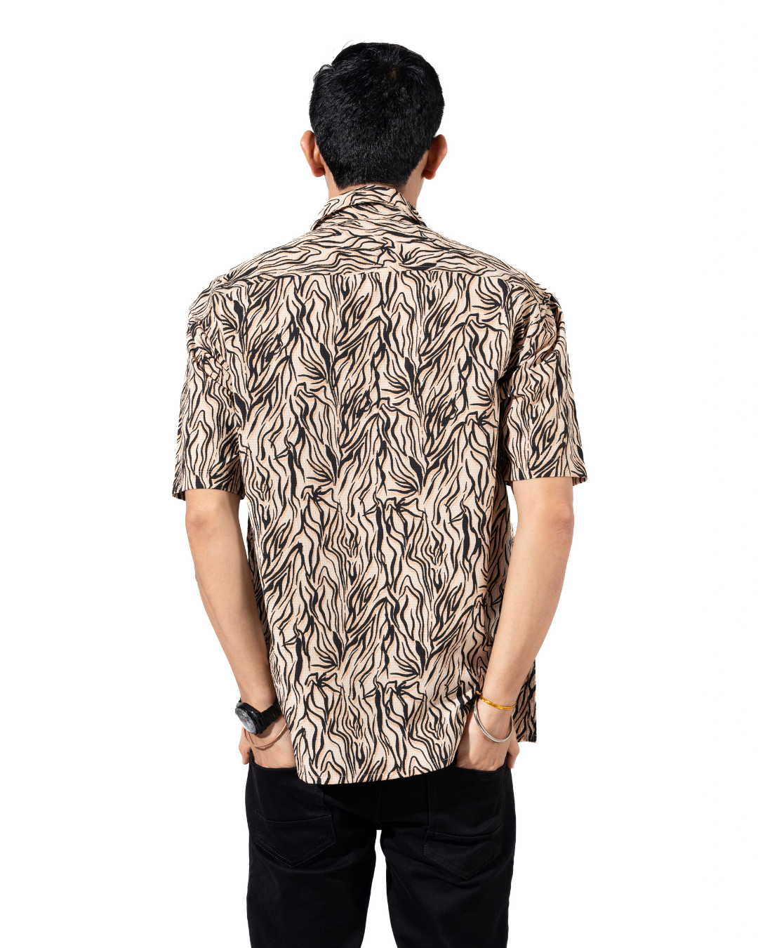 ANIMAL PRINT HALF SLEEVE OVERSIZED SHIRT