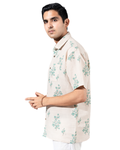 FLORAL PRINT HALF SLEEVE OVERSIZED SHIRT