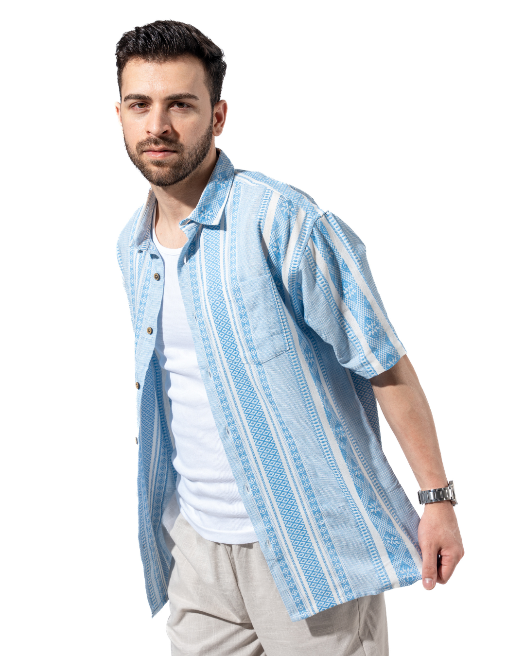 INDIGO STRIPE OVERSIZED SHIRT