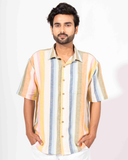 PASTEL STRIPE HALF SLEEVE OVERSIZED SHIRT