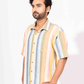 PASTEL STRIPE HALF SLEEVE OVERSIZED SHIRT
