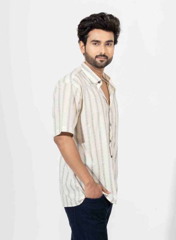 Oversized Half Sleeve Printed Stripe Shirt - Image 2