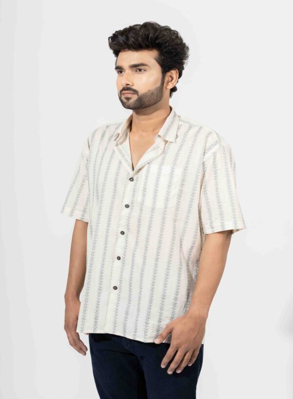 Oversized Half Sleeve Printed Stripe Shirt - Image 4