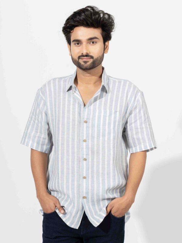 Oversized Half Sleeve Stripe Shirt